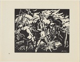 Artist: O'Connor, Ailsa. | Title: Building the stockade. | Date: 1954 | Technique: linocut, printed in black ink, from one block