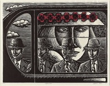 Artist: Klein, Deborah. | Title: Reflections | Date: 1996 | Technique: linocut, printed in black ink, from one block; hand-coloured