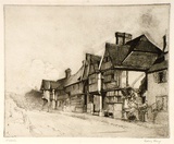 Artist: LONG, Sydney | Title: Old houses, Chiddingstone | Date: 1919 | Technique: line-etching and aquatint, printed in brown ink, from one copper plate | Copyright: Reproduced with the kind permission of the Ophthalmic Research Institute of Australia