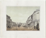 Artist: Cogne, Francois. | Title: Collins Street from Queen Street. | Date: 1863-1864 | Technique: lithograph, printed in colour, from two stones