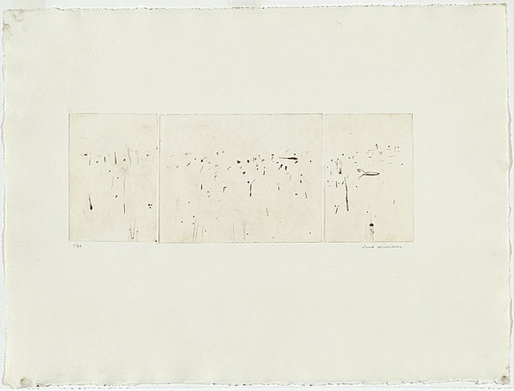 Artist: WILLIAMS, Fred | Title: Canberra triptych. | Date: 1970 | Technique: drypoint, printed in sepia ink, from three copper plates | Copyright: © Fred Williams Estate