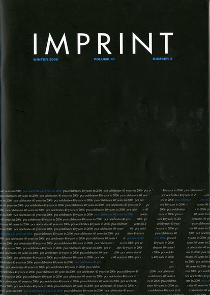 Imprint [Journal of the Print Council of Australia], volume 41, number 2, 2006.