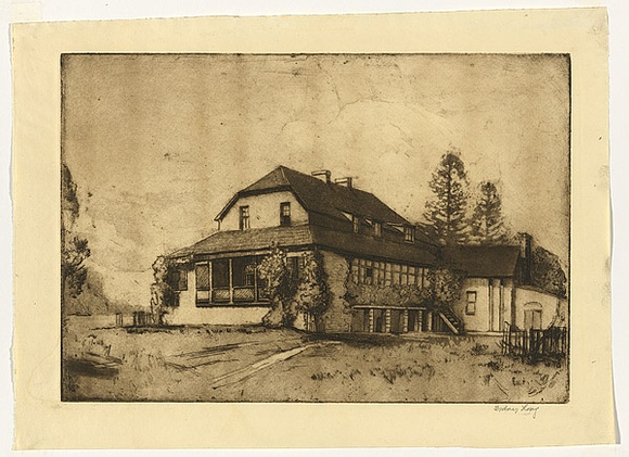 Artist: LONG, Sydney | Title: Calder House | Date: 1921 | Technique: line-etching, drypoint and sandgrain aquatint, printed in dark brown ink with plate-tone, from one copper plate | Copyright: Reproduced with the kind permission of the Ophthalmic Research Institute of Australia