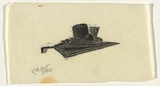 Artist: OGILVIE, Helen | Title: (Hat and umbrella) | Date: 1947 | Technique: wood-engraving, printed in black ink, from one block