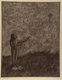 Artist: Anceschi, Eros. | Title: not titled [the kite] | Date: 1992, July | Technique: etching, printed in black ink with plate-tone, from one plate