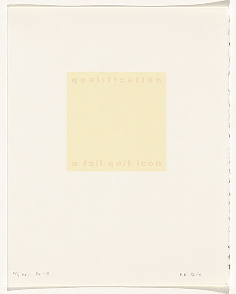 Artist: Burgess, Peter. | Title: qualification: a fail quit icon. | Date: 2001 | Technique: computer generated inkjet prints, printed in colour, from digital files