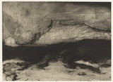Artist: Kennedy, Helen. | Title: not titled [stormy black landscape] | Date: 1992, May | Technique: etching, aquatint, scraping and burnishing, printed in black ink with plate-tone, from one plate