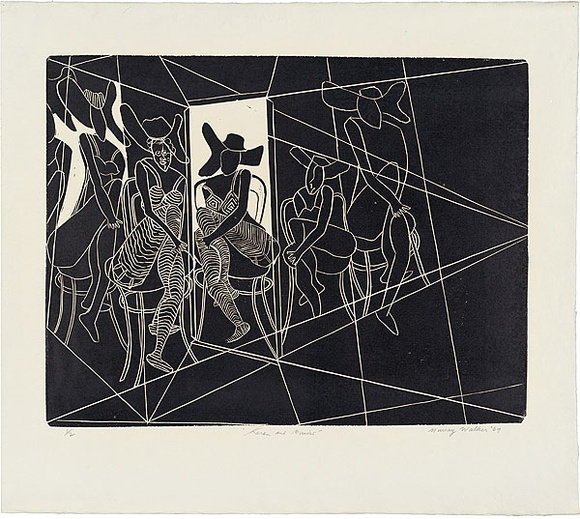 Artist: WALKER, Murray | Title: Karen and mirrors. | Date: 1969 | Technique: linocut, printed in black ink, from one block