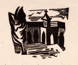 Artist: Barwell, Geoff. | Title: (The Cloisters). | Date: (1955) | Technique: linocut, printed in black ink, from one block