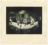 Artist: Shead, Garry. | Title: Supper | Date: 1994-95 | Technique: etching, aquatint and sugarlift printed in blue-black and yellow inks, from two plates | Copyright: © Garry Shead