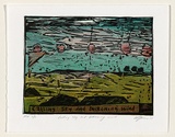 Artist: Green, Kaye. | Title: Calling sky and beckoning wind | Date: 1999, November | Technique: linocut, printed in colour from one plate