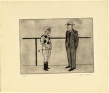 Artist: Brack, John. | Title: Jockey and trainer. | Date: 1956 | Technique: etching, printed in black ink with plate-tone, from one copper plate | Copyright: © Helen Brack