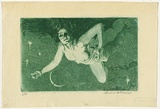 Artist: De Konigh, Leonard. | Title: (Floating nude with stars and moon). | Date: c.1930 | Technique: etching, printed in green, from one  plate
