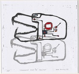 Title: Armoured head of courage | Date: 2008 | Technique: linocut, printed in colour, from multiple blocks