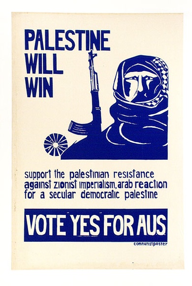 Artist: Johnston, Craig | Title: Palestine will win | Date: 1974 | Technique: screenprint, printed in blue ink, from one stencil