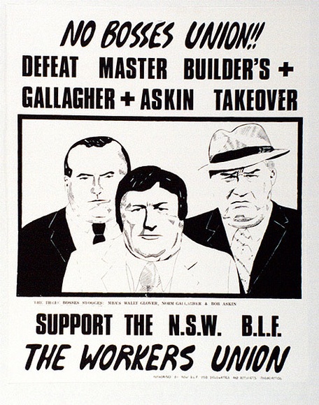 Artist: UNKNOWN | Title: N.S.W. BLF- Job delegates and Activists' Association | Technique: screenprint, printed in colour, from multiple stencils
