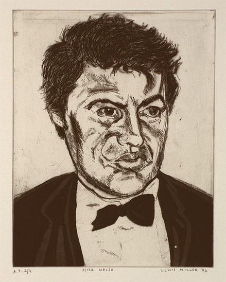 Artist: Miller, Lewis. | Title: Peter Walsh | Date: 1994 | Technique: etching, printed in black ink, from one plate | Copyright: © Lewis Miller. Licensed by VISCOPY, Australia