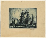 Title: Coal and commerce | Date: 1950 | Technique: etching, printed in blue ink, from one plate