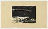 Artist: AMOR, Rick | Title: not titled (river, trees on right, stumps in water). | Date: 1984 | Technique: linocut, printed in black ink, from one block