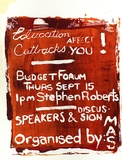 Artist: Andrew, Kevin. | Title: Education cutbacks affect you. | Date: 1977 | Technique: screenprint, printed in colour, from one stencil