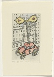 Artist: Komives, Angela. | Title: Toy car | Date: 1996, August | Technique: drypoint, printed in black ink from one plate; hand coloured