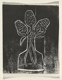 Title: Card: [banksia in vase] | Technique: linocut, printed in black ink, from one block