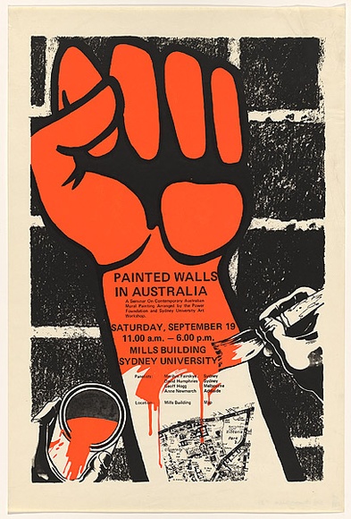 Artist: Clutterbuck, Bob. | Title: Painted walls in Australia. | Date: 1981 | Technique: screenprint, printed in colour, from two stencils