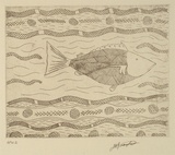 Artist: Nargoodah, John. | Title: Barramundi | Date: 1994, October - November | Technique: etching, printed in black ink, from one plate