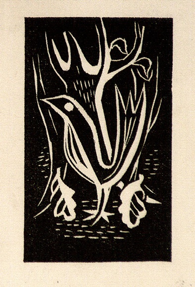 Artist: Barwell, Geoff. | Title: (Early bird). | Date: (1955) | Technique: linocut, printed in black ink, from one block