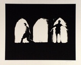 Artist: Conacher, Andrew. | Title: (Poster of two figures in archways). | Date: c.1974 | Technique: screenprint, printed in black ink, from one stencil