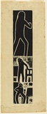 Title: Demonstration woodcut [figures] | Date: 1968 | Technique: woodcut, printed in black ink, from one plywood block by hand-burnishing