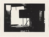 Artist: Durrant, Ivan. | Title: not titled [interior with white rectangular window] | Date: 1990 | Technique: screenprint, printed in black ink, from one photo-stencil