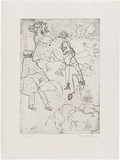 Artist: WALKER, Murray | Title: Curious. | Date: 1977 | Technique: etching, printed in black ink, from one zinc plate
