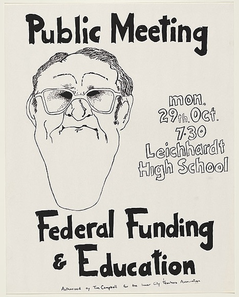 Artist: UNKNOWN | Title: Public meeting /Federal funding & education | Date: 1979 | Technique: screenprint, printed in black ink, from one stencil