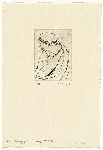 Artist: WALKER, Murray | Title: Old Daisy [f] | Date: 1962 | Technique: drypoint, printed in black ink, from one plate