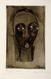 Artist: Barwell, Geoff. | Title: Girls head. | Date: 1954 | Technique: etching, drypoint and aquatint, printed in sepia ink, from one plate