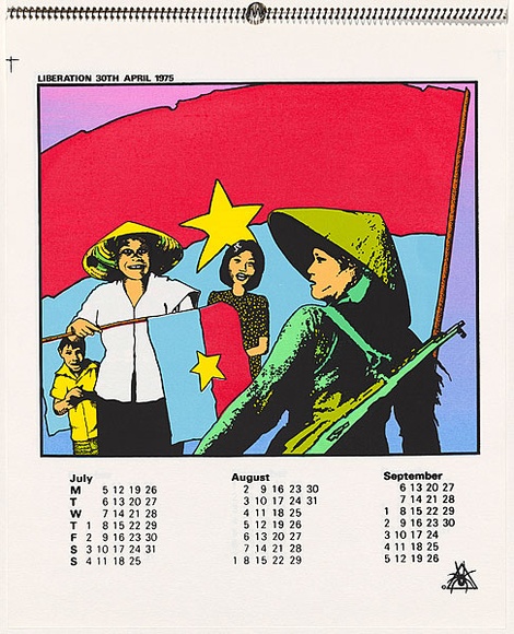 Artist: CALLAGHAN, Michael | Title: Calendar: Australia Vietnam Society 1982 July - Sept | Date: 1982 | Technique: screenprint, printed in colour, from seven stencils