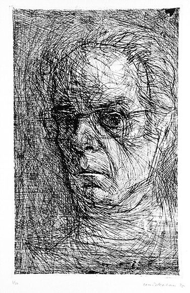 Artist: Kahan, Louis. | Title: Self II | Date: 1946 | Technique: lavis printed in black ink, from one copper plate | Copyright: © Louis Kahan. Licensed by VISCOPY, Australia