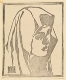 Artist: Beal, Ian. | Title: Veiled woman. | Date: c.1932 | Technique: linocut, printed in black ink, from one block