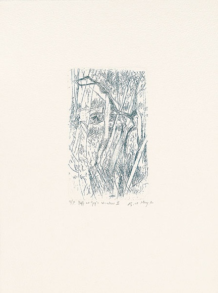 Artist: MEYER, Bill | Title: Jeff and Joy's window I | Date: 1992 | Technique: etching, printed in dark green, from one zinc plate | Copyright: © Bill Meyer