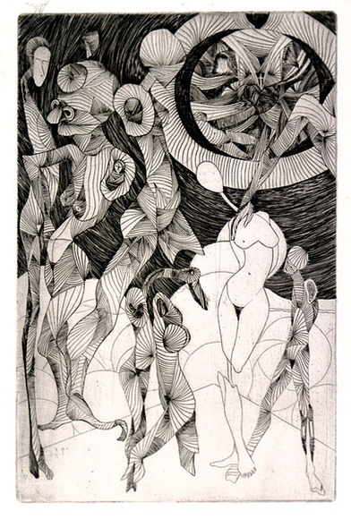Artist: SHOMALY, Alberr | Title: Man and universe | Date: 1968 | Technique: engraving, printed in black ink, from one plate