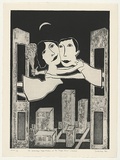 Artist: Sibley, Andrew. | Title: The growing impatience of the 'high rise' lovers | Date: 1997 | Technique: etching and aquatint, printed in black ink with plate-tone, from one plate