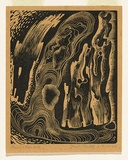Artist: Beadle, Paul | Title: Crucifix, oyster and driftwood. | Date: 1946 | Technique: wood-engraving, printed in black ink, from one block