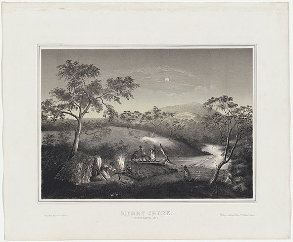 Artist: UNKNOWN AUSTRALIAN ARTIST, | Title: Merry Creek, Plenty Ranges. | Date: 1863-64 | Technique: lithograph, printed in colour, from two stones