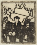 Artist: REHFISCH, Alison | Title: Park bench. | Date: 1934 | Technique: linocut, printed in black ink, from one block