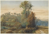 Artist: Buvelot, Louis. | Title: A summer evening in the Pentland Hills. | Date: 1876 | Technique: lithograph, printed in colour, from multiple stones