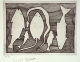 Artist: Karadada, Louis. | Title: Not titled #1 [fish, stingray and snake]. | Date: 1995, proofed | Technique: etching, printed in black ink, from one plate