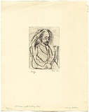 Artist: WALKER, Murray | Title: Old Mears with walking stick | Date: 1962 | Technique: drypoint, printed in black ink, from one plate