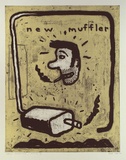 Artist: Bell, Michael. | Title: New muffler | Date: 1994 | Technique: etching, printed in black and brown ink, from two plates