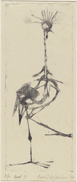Artist: Hodgkinson, Frank. | Title: Egret I | Date: 1953 | Technique: sugar lift